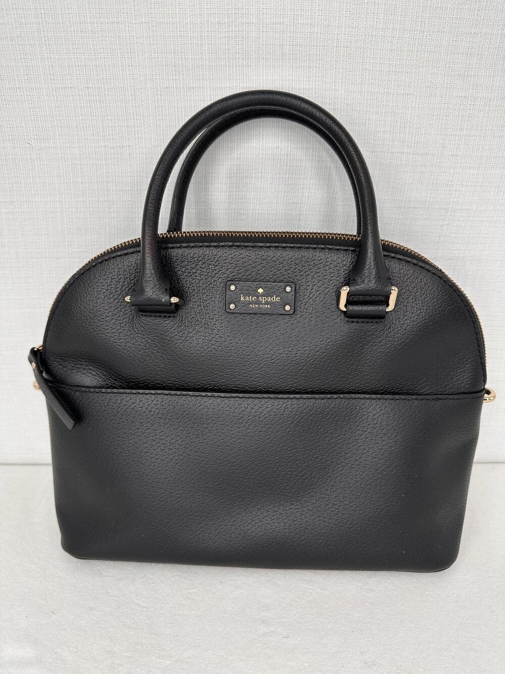 Kate Spade Maise Medium Dome Satchel Black Pebbled Leather Handbag